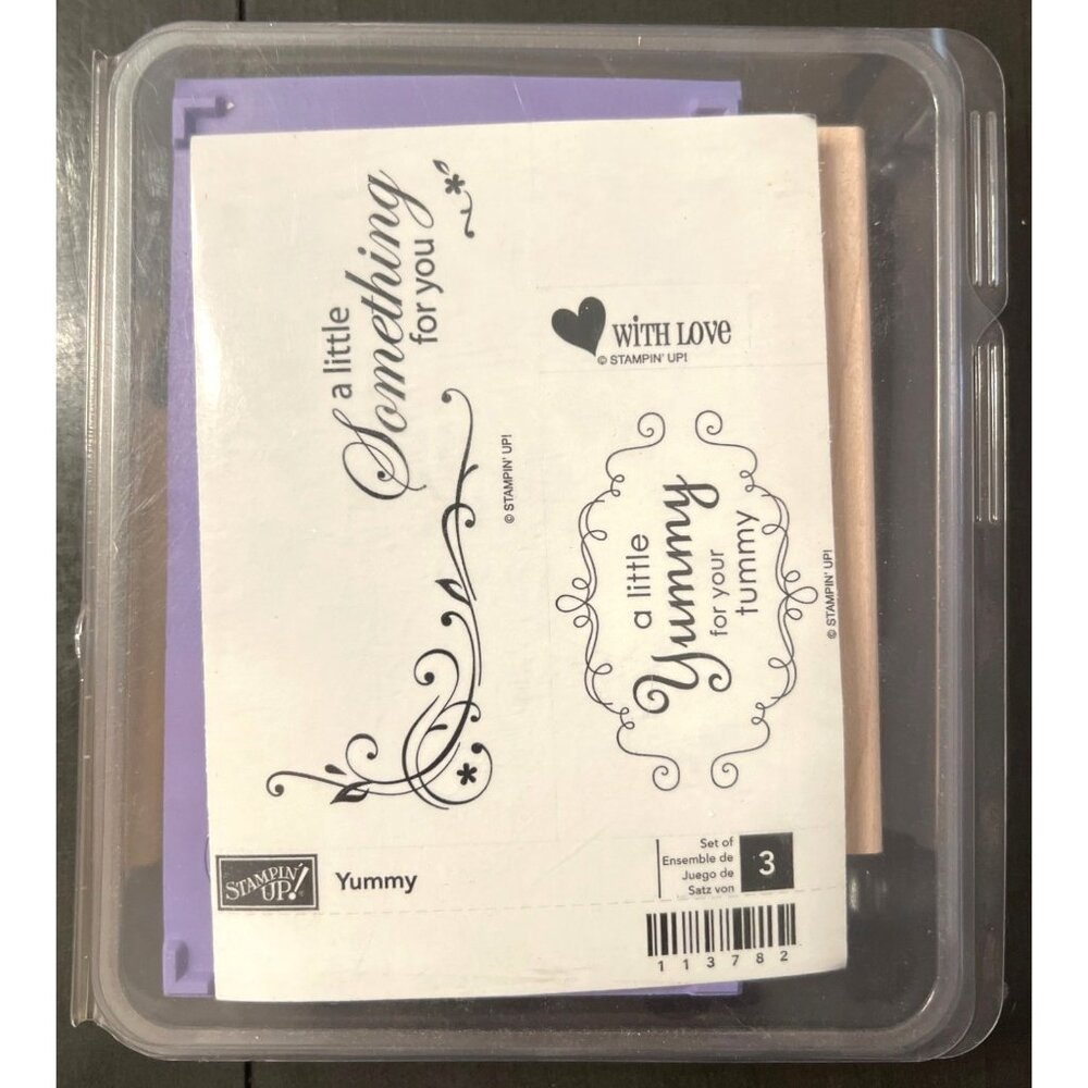 Stampin Up! Yummy wood mounted rubber stamp set 113782 new unmounted holiday